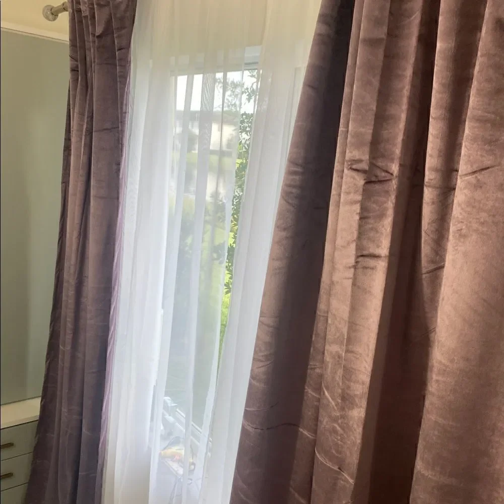 Brushed velvet floor length curtain panels set of 2 plus sheers #15